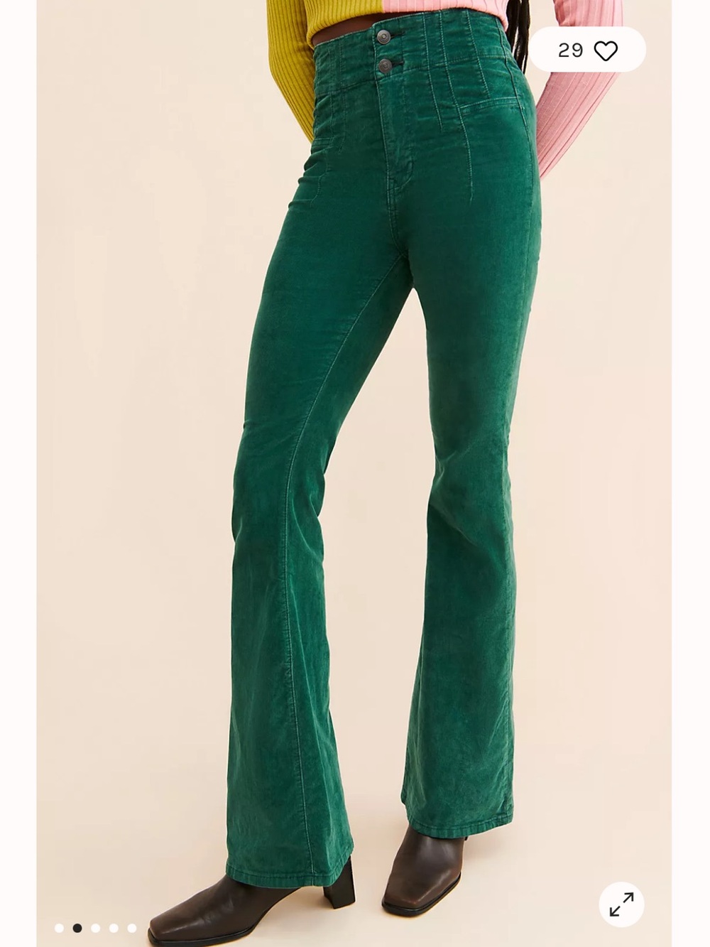 Free People Jayde Corduroy Flare Pants Forest Green Size 26